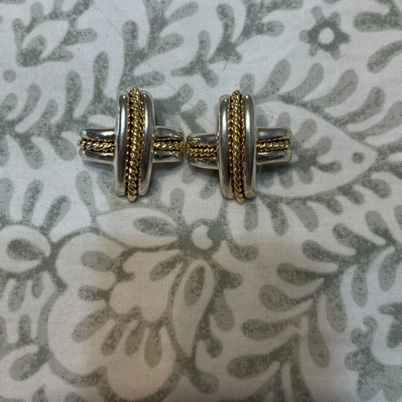 Vintage Tiffany and Co. Silver and Gold Earrings - Picture 2 of 3